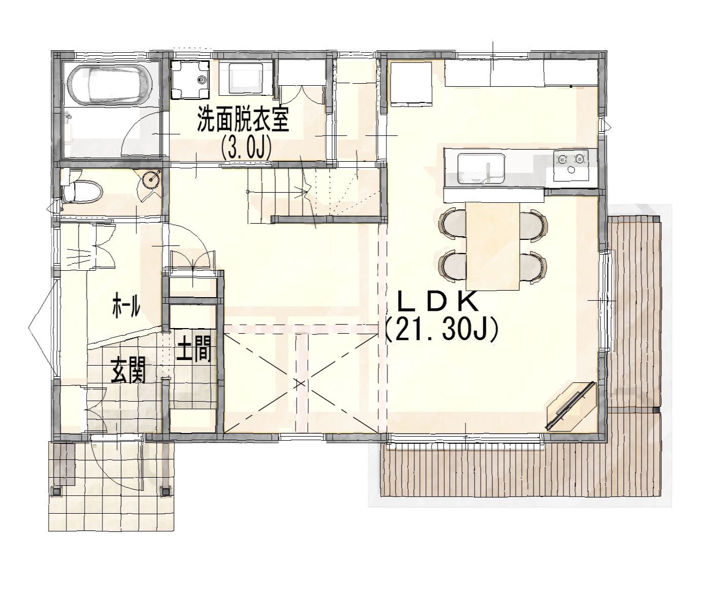 延床33坪間取り1階